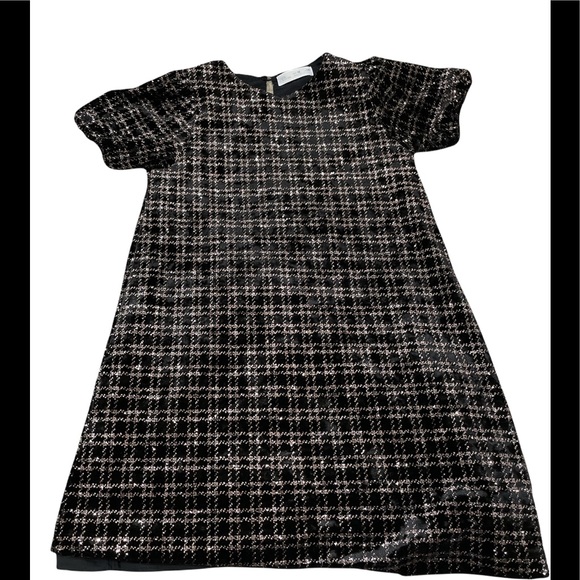 Zara Kids holiday dress ! Black velvet , gold glitter short sleeve - Picture 4 of 8